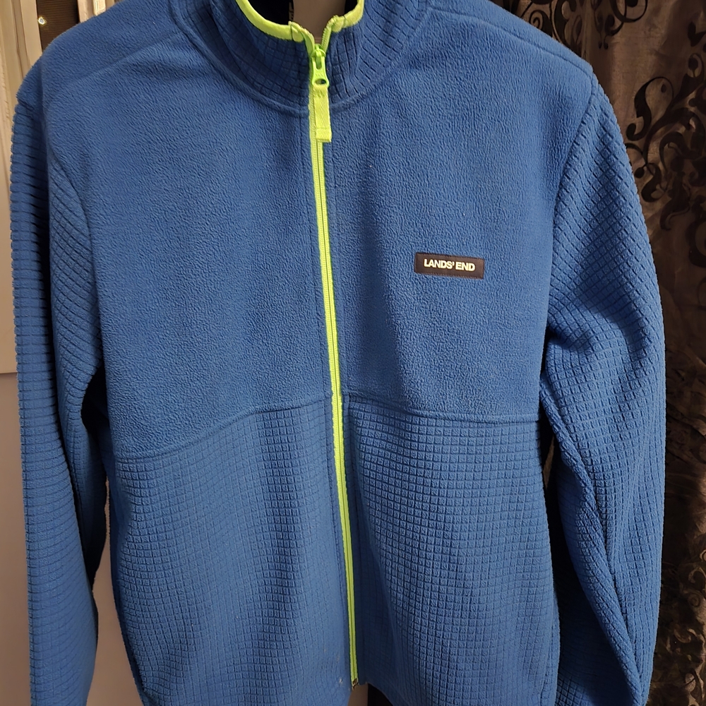 Lands' End Blue Performance Jacket with Stand-Up Collar